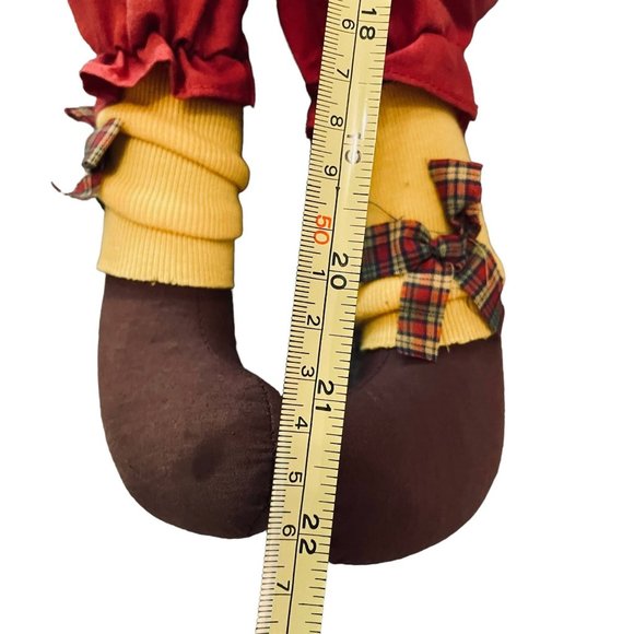 Vintage Hand Made African American Cloth Doll Angel Wood Animal Accents 22" Tall - Picture 6 of 9